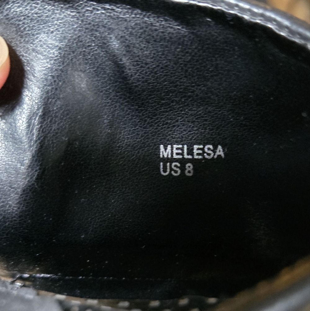 Leila Stone Black Peep Toe Ankle Boots "Melesa" Sz8 - Picture 6 of 6